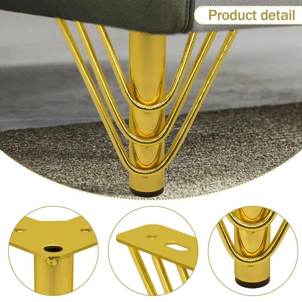 Golden Color Metal Furniture Feet 15cm Height Triangular Metal Legs  Home DIY
