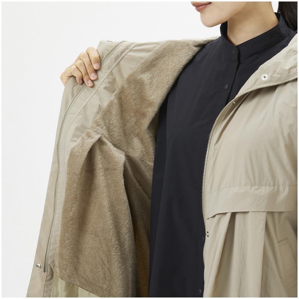 Mizuno Breath Thermo Thermal Mesh Machine Mocha Beige Coat, Lightweight, Water-Repellent, Heat-Generating, Washable, Women's,