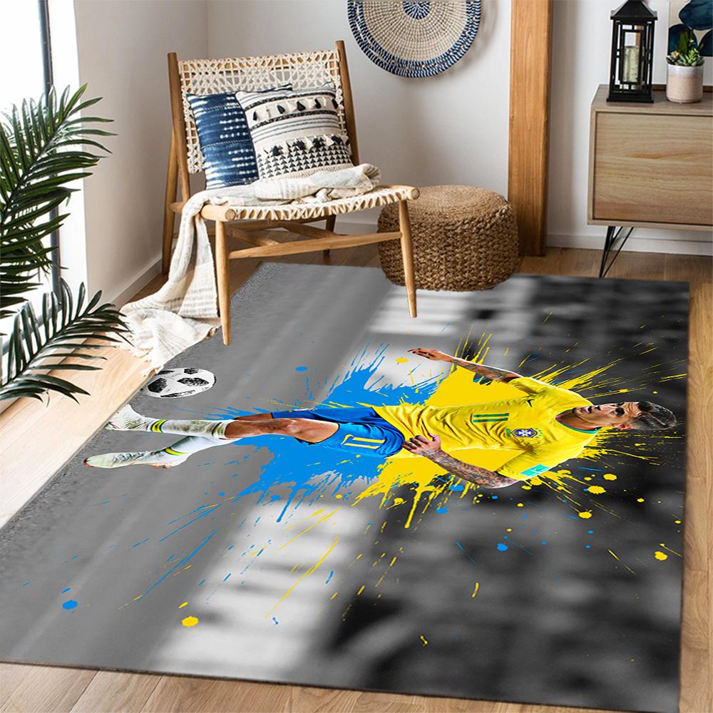 Brazilian Soccer Player Action. Carpet Perfect for Dormitory Kitchen Balcony Foyer Anti-slip Rug Decorate Offices Perfect Birthday/Christmas Gift Idea