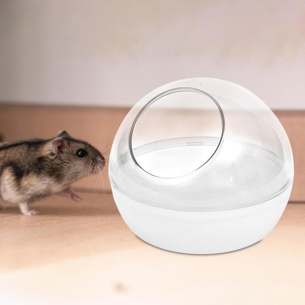 Hamster Sand Bath Toilet Bathtub Pet Bathroom Cute Shape Clear Bath House Hamster Sand Bath Container for Chinchilla Hedgehog, Transparent
