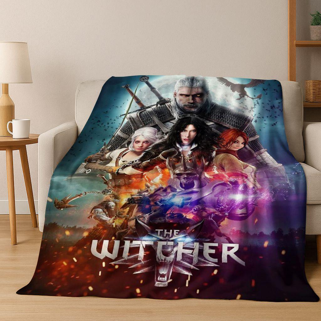 3D The W-Witcher Geralt Games Cartoon Flannel Blanket,Warm and Cozy Soft Throw Blanket for Home Bedroom Bed Sofa Cover Kid Gift