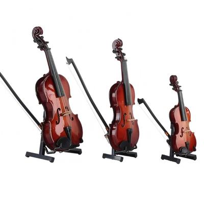 Small Classical Violin Wood Model Handcrafted Collectible with Display Stand Suitable for Home and Office Decorating