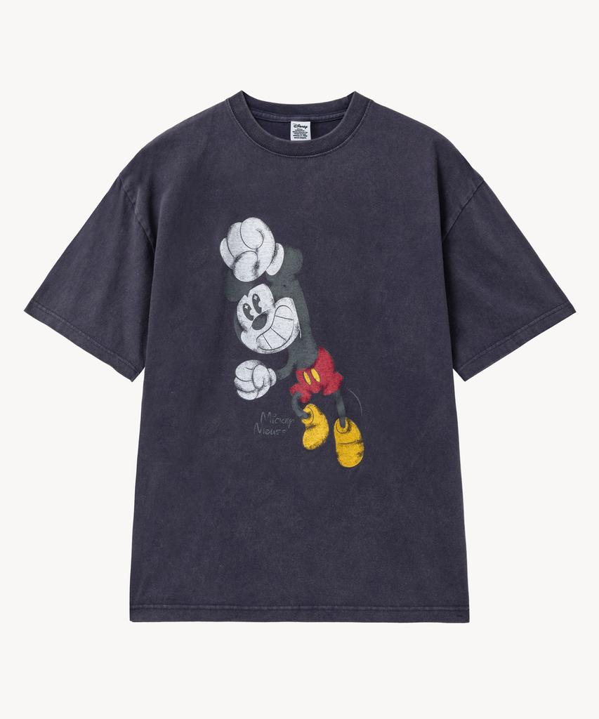 VTWO Fade Washed Happy _Mickey_ T-Shirt (Dark Navy)