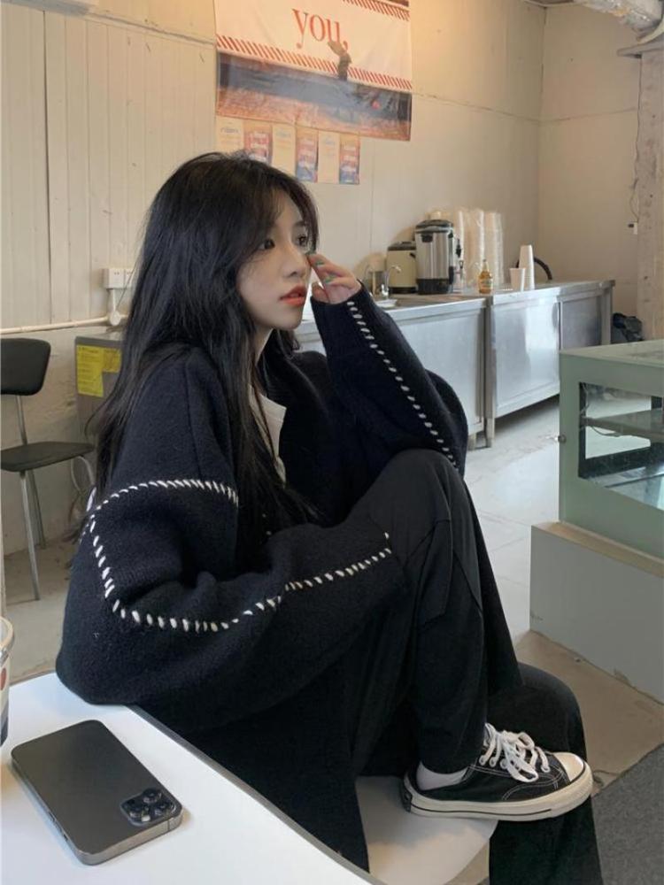 Cardigans Lazy Wind Soft Waxy Sweet College Style Sweater Cardigan Female Student Korean Style Loose Wear Outer Coat