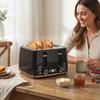 4 Slice Toaster with 7 Browning Levels, High Lift, Reheat/Defrost/Cancel, Self-centring Function, Removable Crumb Tray, Auto Off, 1600W