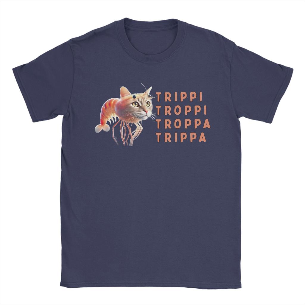 Trippi Troppi Cat Shrimp Accessories Unisex Women T Shirts Pure Cotton Tee Printed Tshirt Clothing