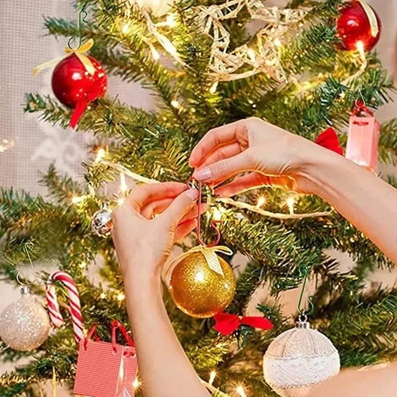 200 Pcs Colorful Christmas Ornament Hooks 50 Sets Xmas Tree Ball Hangers Holiday Party Decoration Accessories