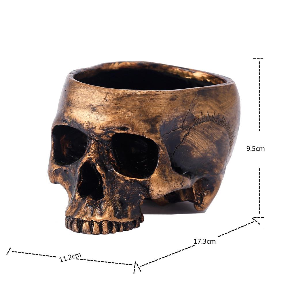 Bronze Skull Desktop Storage Ornaments Skull Flowerpot Halloween Holiday Decoration Home Accessories
