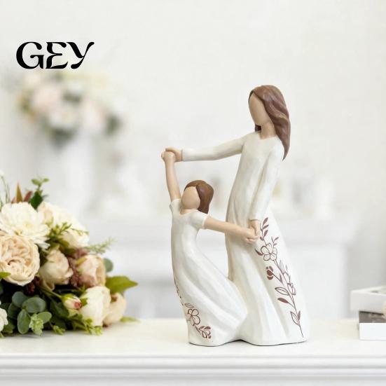 Family Love Gift Gifts for Mom from Daughter, Hand Painted Resin Mother Texture Figurine Daughter Figurine, Sentimental Mother's Day Healing