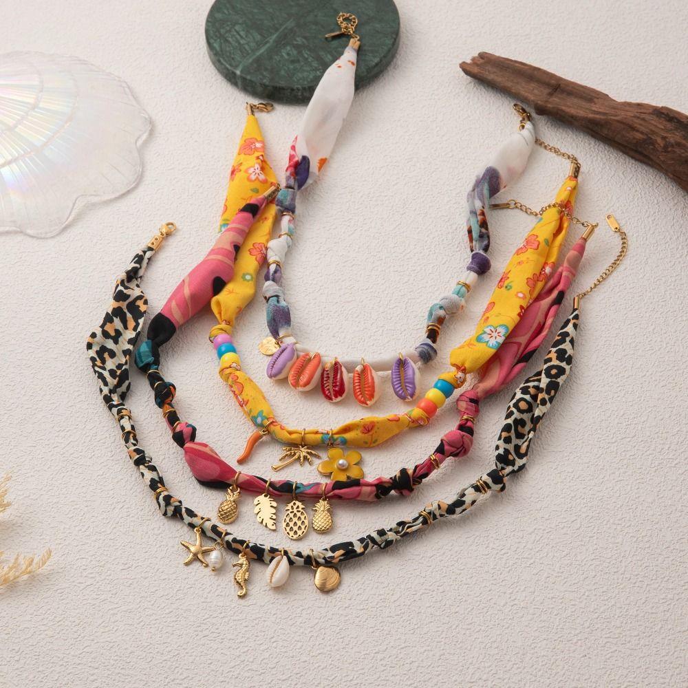 Flower Beach Ocean Series Necklace Love Heart Dopamine Necklace Cloth Chain Necklace  Gift
