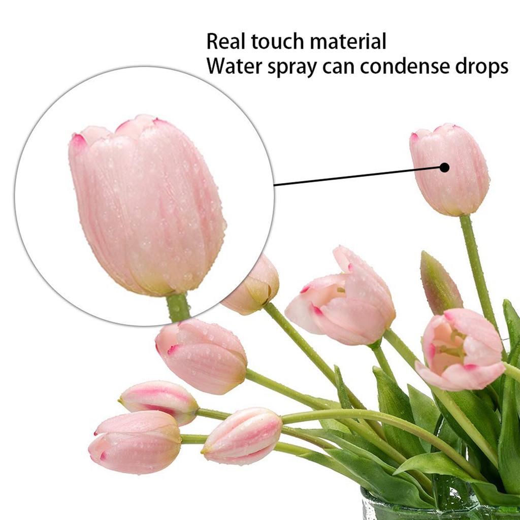 3 Bouquets Man-Made Tulip Flowers Fake Flowers Real Feel Latex Bouquet Home Office Wedding Party Desktop Decoration Garden