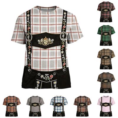 Heren Oktoberfest Vintage Patroon Korte Mouw T-shirt Losse Pasvorm Casual Zomer Dagelijks Topje Retro Bedrukt Ontwerp