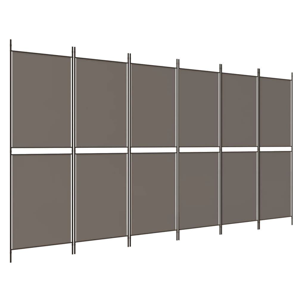 6 Piece Anthracite Room Divider 300 X 180 Cm Fabric