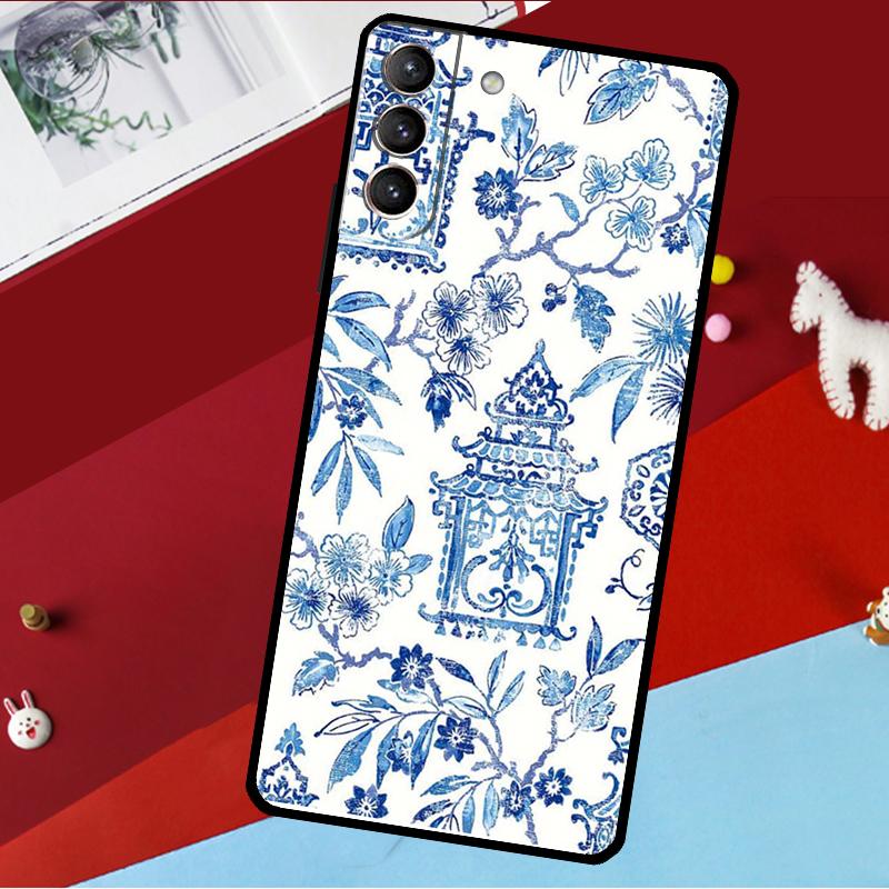 Blue and White Porcelain Funda For Samsung Galaxy S26 S25 S24 S21 S22 S23 Ultra S10 Plus S20 FE S25 FE Phone Case