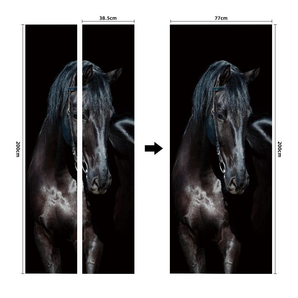 Meiji Creative Environmental Protection Stallion 3D Door Sticker Renovation Self-Adhesive Bedroom Wall Sticker Direct Sales Door Frame