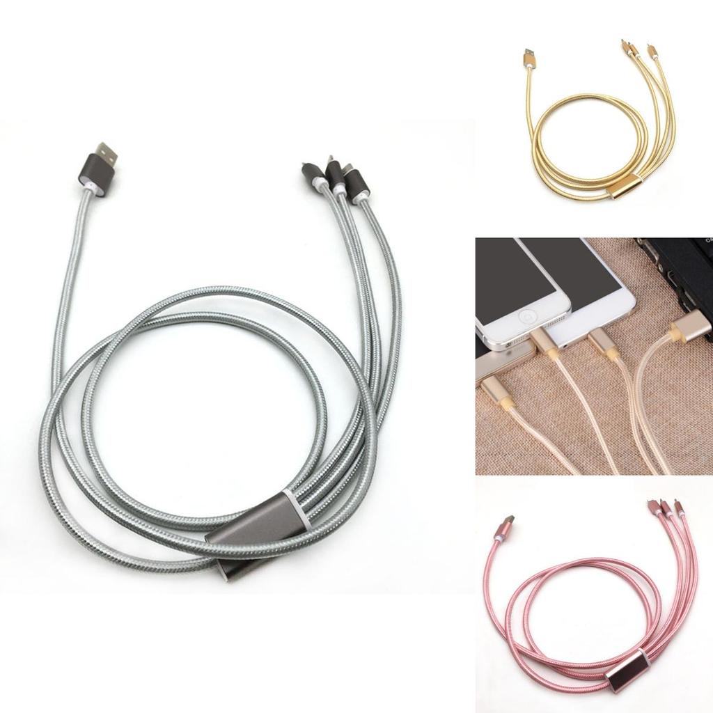 Usb 3in1 Charger Cable Micro Typec Data Sync Cable For Iphone 5 6 7plus Android
