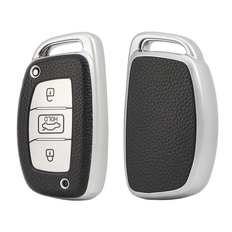 Leather TPU Car Smart Key Cover for Hyundai Elantra I10 I20 I30 HB20 IX25 IX35 IX45 TUCSON Avante Key Case Shell Holder