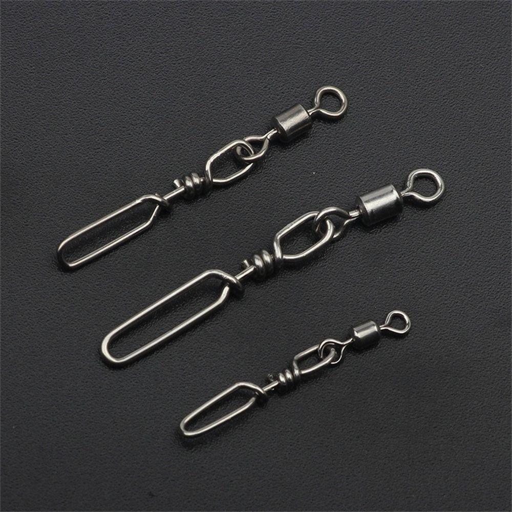 10Pcs Stainless Steel Fishing Swivels Snap Rolling Fishing Connector Pin   Fishing Lure Connect