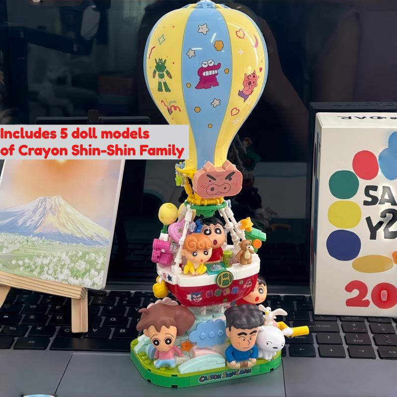 Balody Crayon Shinchan Doraemon Series Building Blocks Hot Air Balloon Light Model Ornament Small Particle Construction Toy Gift