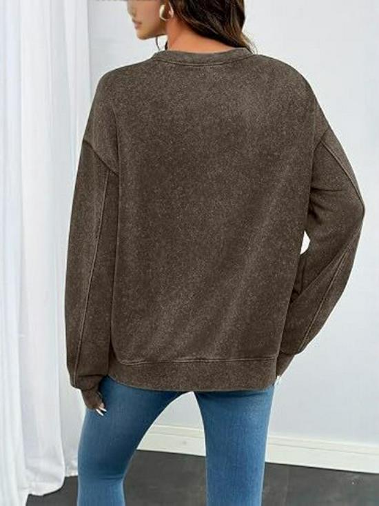 Herbst 2026 Acid Wash Hoodie: Europäischer & Amerikanischer Stil, Rundhals, Langarm Pullover.