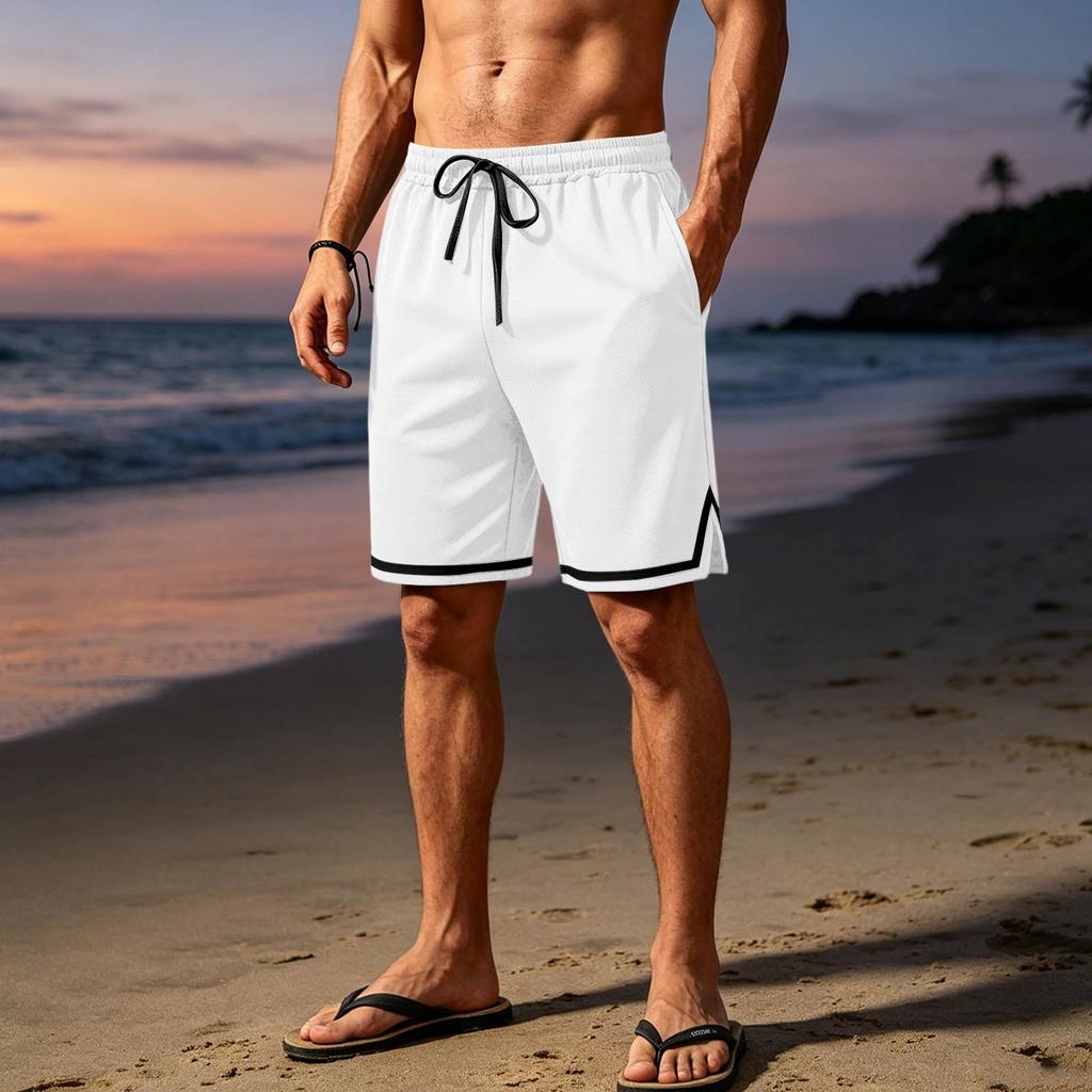 Men's Breathable Mesh Athletic Shorts Lightweight Casual Sportswear with Elastic Waistband and Drawstring for Outdoor Activities and Gym