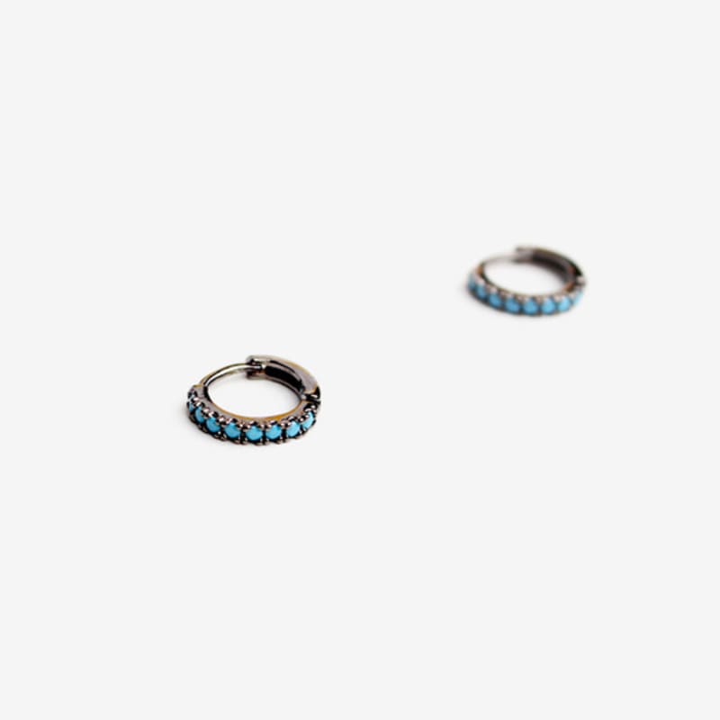 

RACOHA Turkey Blue Silver One Touch Ring Earring turkey blue
