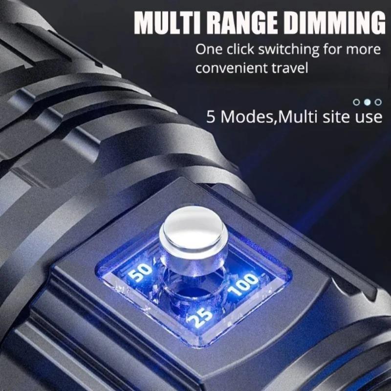 COB Flashlight Built-in Battery Flash Light Emergency Spotlights 4km 2000LM Most Powerful LED Flashlights Type-C Charging