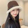 Autumn and winter suede plush warm face small bucket hat woman