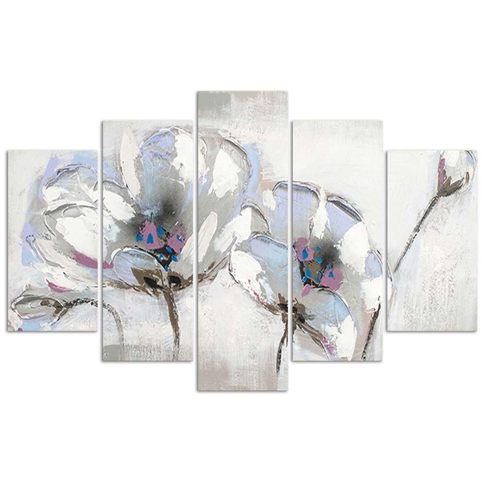 Feeby Five piece picture canvas print, Painted flowers