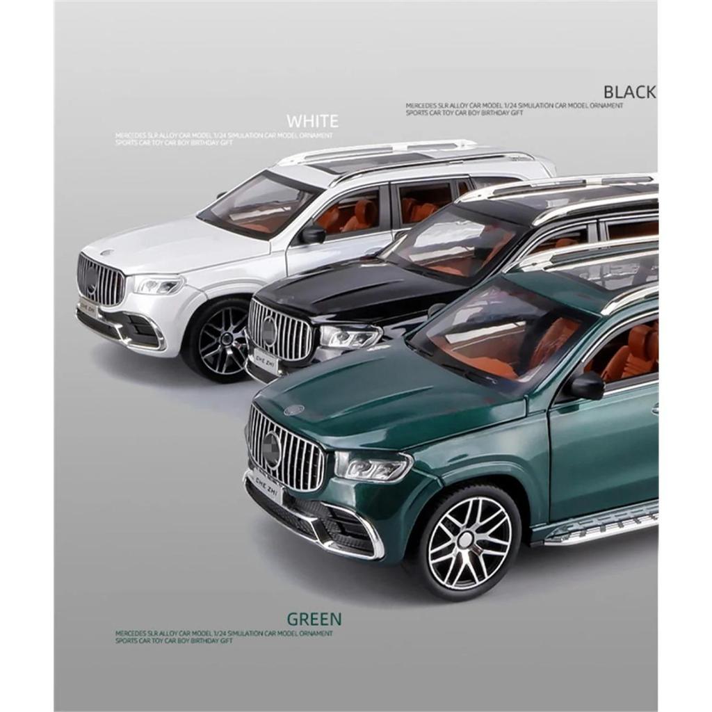 Modello di auto giocattolo in lega pressofusa Benz GLS63 AMG in scala 1/24, modello di auto giocattolo in metallo, SUV, con suono e luce, per bambini