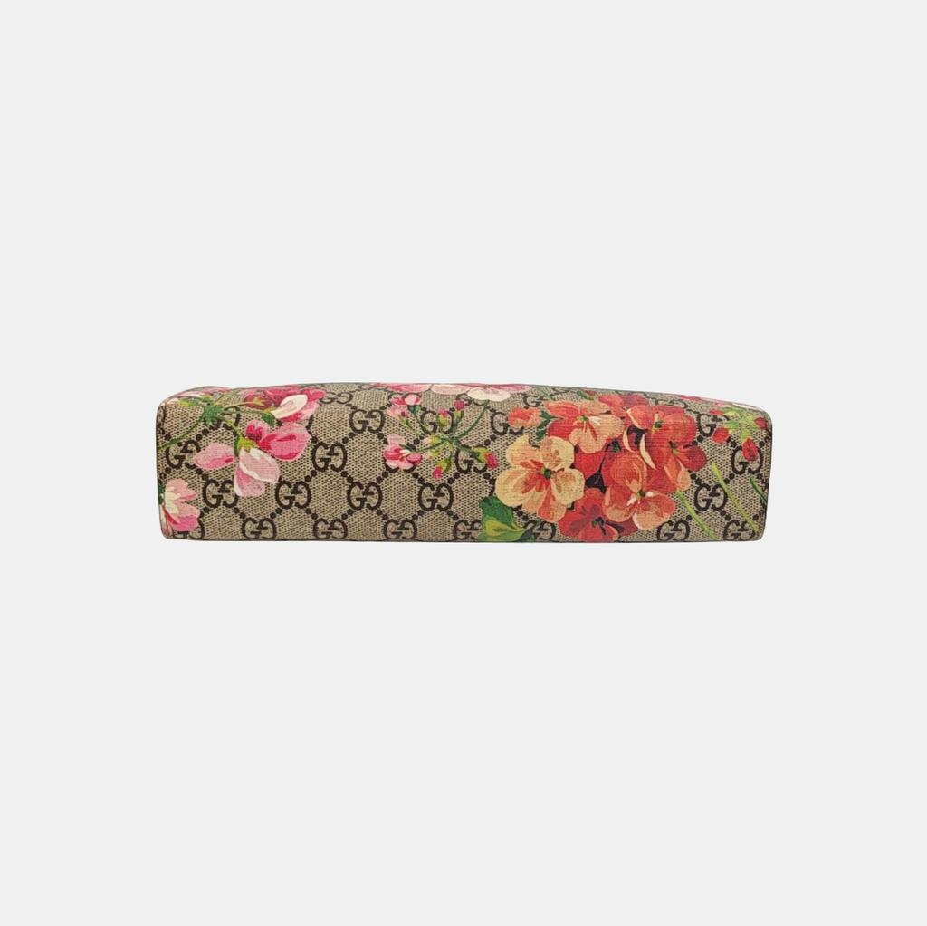 [Pre-Owned] GG Blooms Logo Canvas And Leather Clutch Bag Large - Very Good #184M48X
