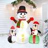 Christmas Inflatable Snowman with Two Cute Penguins Luminous Toy Ornament Large Snow Man Xmas