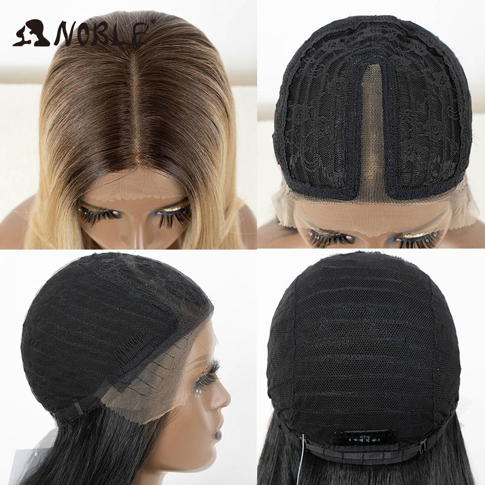 Noble Honey Blonde Synthetic Lace Front Wigs For Women Ombre Brown 24 Inches Straight Lace Wig Highlight Glueless Cosplay Wig