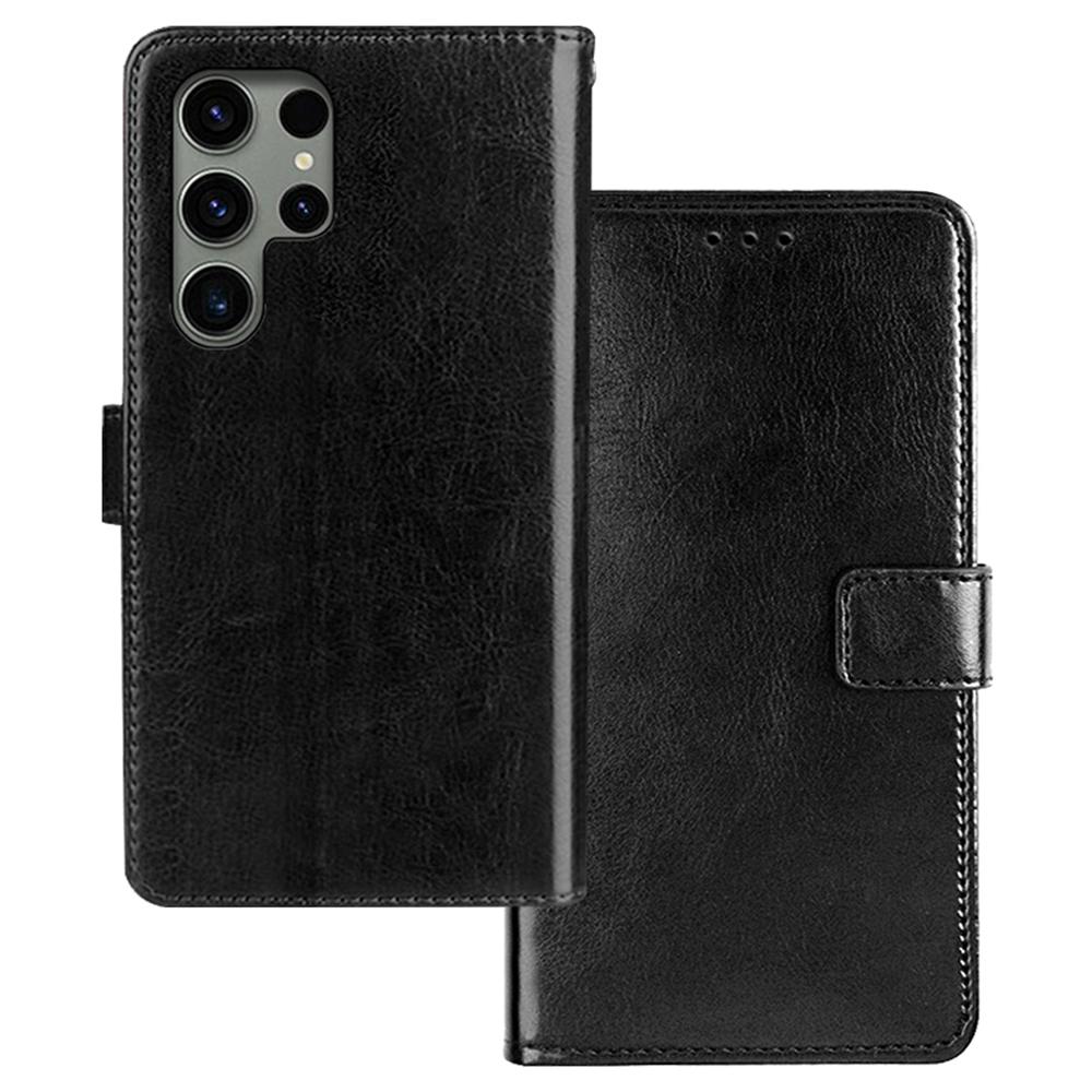 For Samsung Galaxy S24 Ultra Leather Case Phone Wallet Crazy Horse Texture