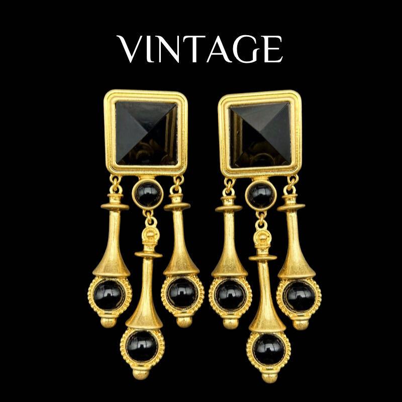 Винтажный Тяжелая Промышленность Наплечный Метла Преувеличенный Ретро Роскошный Модный Геометрический Клипса для Уха чёрный