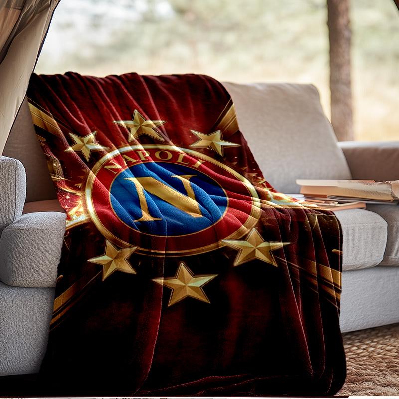 Coperta con Emblema del Napoli Calcio Coperta in Flanella da Esterno per Campeggio, Escursionismo, Feste in Giardino, Essenziali per Picnic, regalo per famiglia e amici