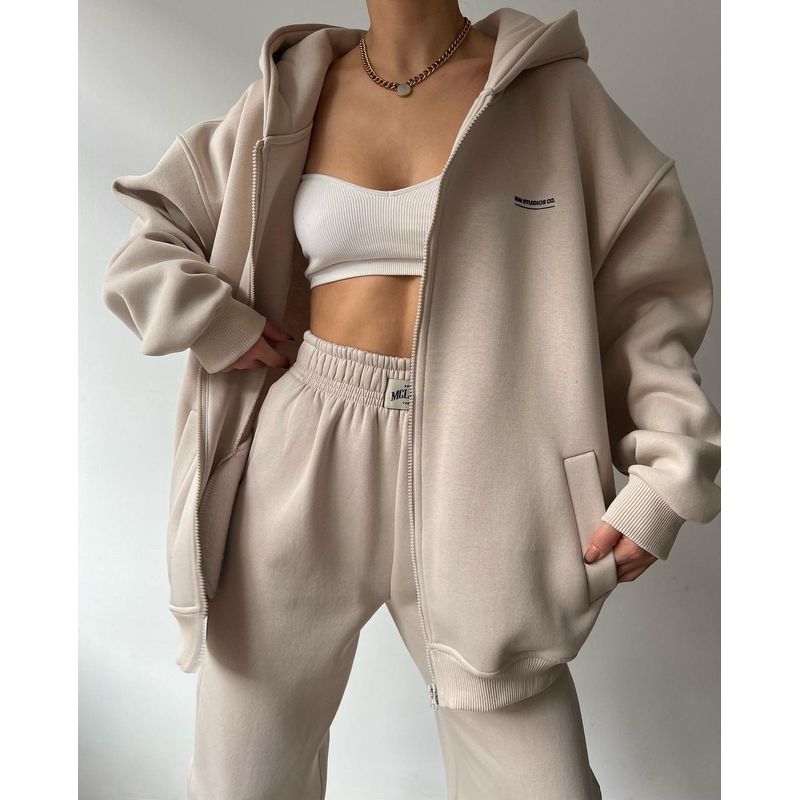 

2024 Толстовка Штаны Повседневная Мода Принтованный Худи Комплект Костюм Khaki M