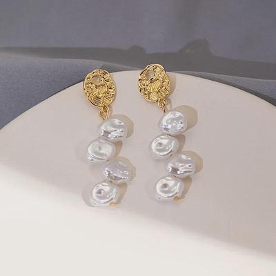 Silver Needle Baroque Pearl Tassel Earrings: Korean Fashion with a Luxurious, Cool Elegance