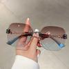 New Oversized Rimless Chain Legs Sunglasses Vintage Men Stylish Fashion Female Shades Luxury Brand Designer Eyewear