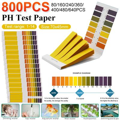 80-800PCS Professional 1-14 pH Litmus Paper Ph Test Strips Water Cosmetics Soil Acidity Test Strips Measuring With Control Card