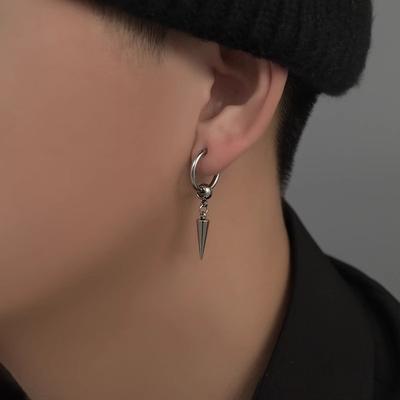 Personalized Design Stainless Steel Rivets Cone Drop Dange Earrings for Men Punk Fashion Hip Hop Rock Party Jewelry No Fade