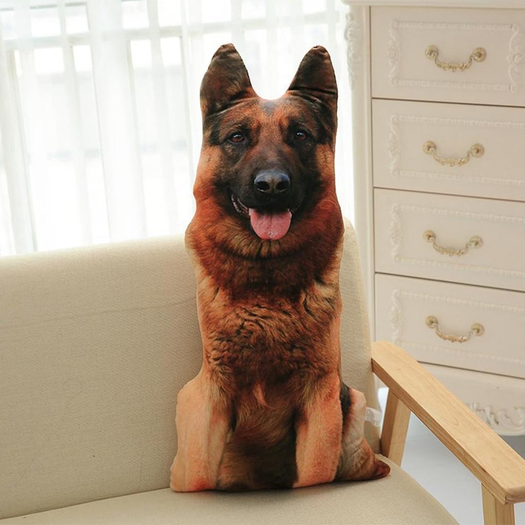 German Shepherd Dog Plush Super Cute 3D Dog Sleeping Sewn Soothing German Toy, Large, Lifelike, Realistic, Squishy, Cushion, Pillow, Wrap, Gift, Toy,