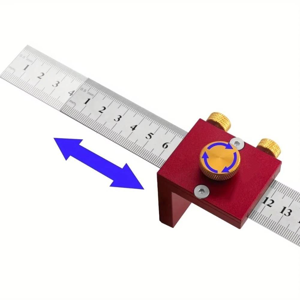 T-Type Woodworking Scriber Precision Adjustable Scribing Positioning Block Alloy Marking Gauge Scribing Ruler