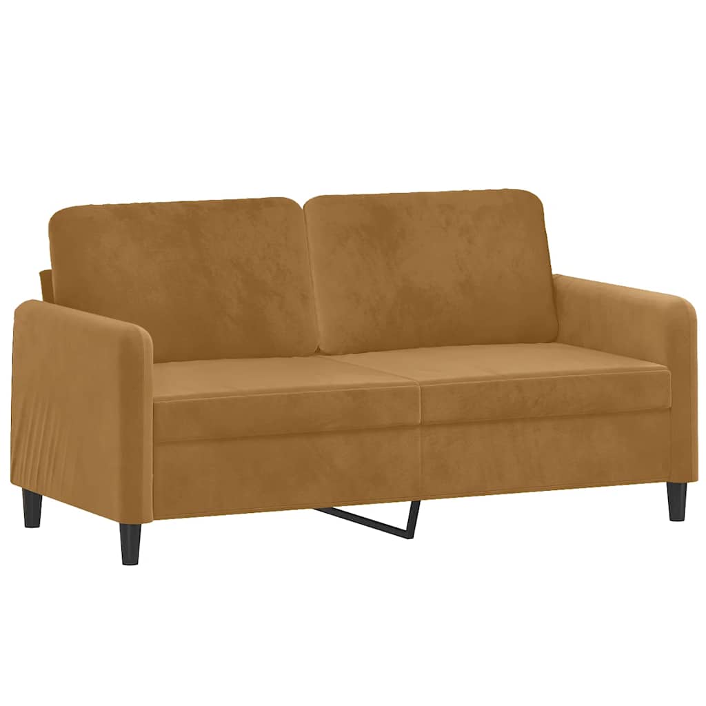 Vidaxl 2-Osobowa Sofa Z Poduszkami, Brązowa, 140 Cm, Aksamit