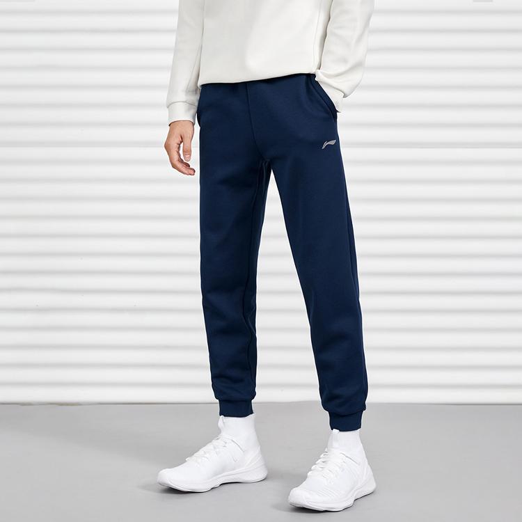 Li Ning Training Series Fleece Lined Warm Cuffed Sports Pants Men Pants Guangdong-Blue AKLQ629-2
