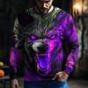 Vtipné 3D Vlčí Vzor Pánské Tričko Hip Hop Trend Harajuku Streetwear Ležérní O-výstřih Dlouhý Rukáv Top Jaro Podzim Volné Oblečení