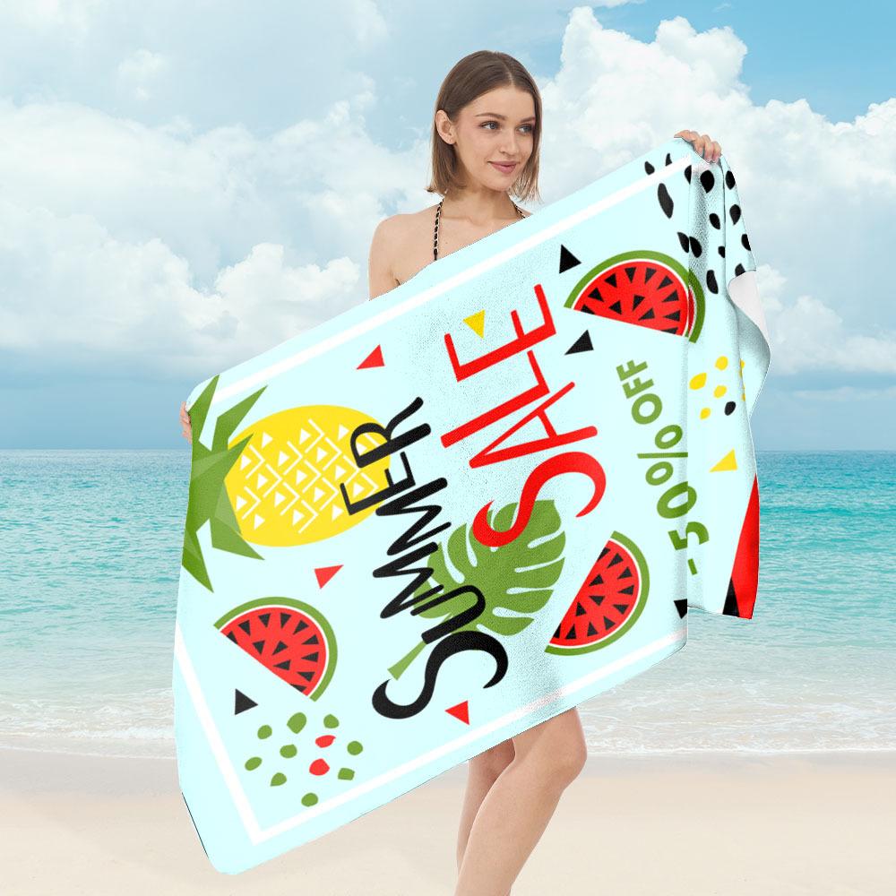 Surfboard Palm Tree Beach Towel Microfiber Quick Dry Absorbent Lightweight Tropical Print Towel for Beach Pool Vacation Travel