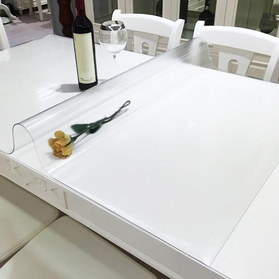 Transparent Table Protector Waterproof Tablecloth 0.8mm Thick Plastic Table Cover Protects from Scratches Spills for Dining Table Kitchen Dresser