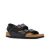 Milano Men's Leather Soft Comfort Thick Sole Double Buckle Stylish Sandals Black 0034193