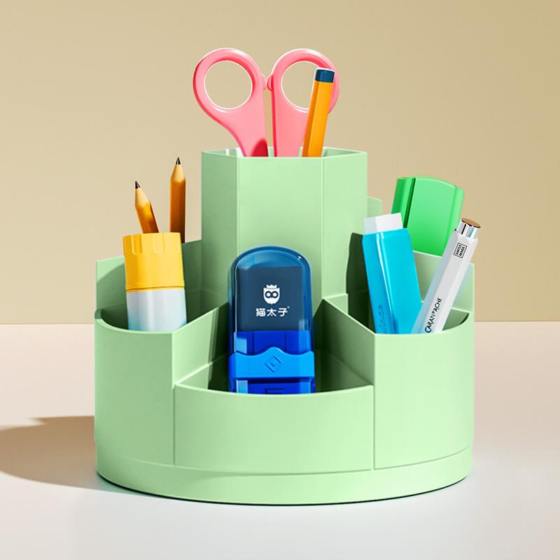1pc 360° Rotating Pen Holder Office Student Desktop Pencil Case Storage Box School Supplies Organizer Cute Stationery
